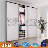 aluminum profile wood frame sliding glass door for wardrobe