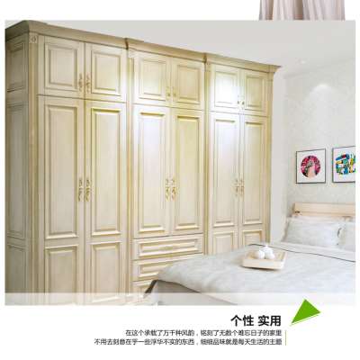 America Project Solid Wood Cloakroom White Open Wardrobe Design